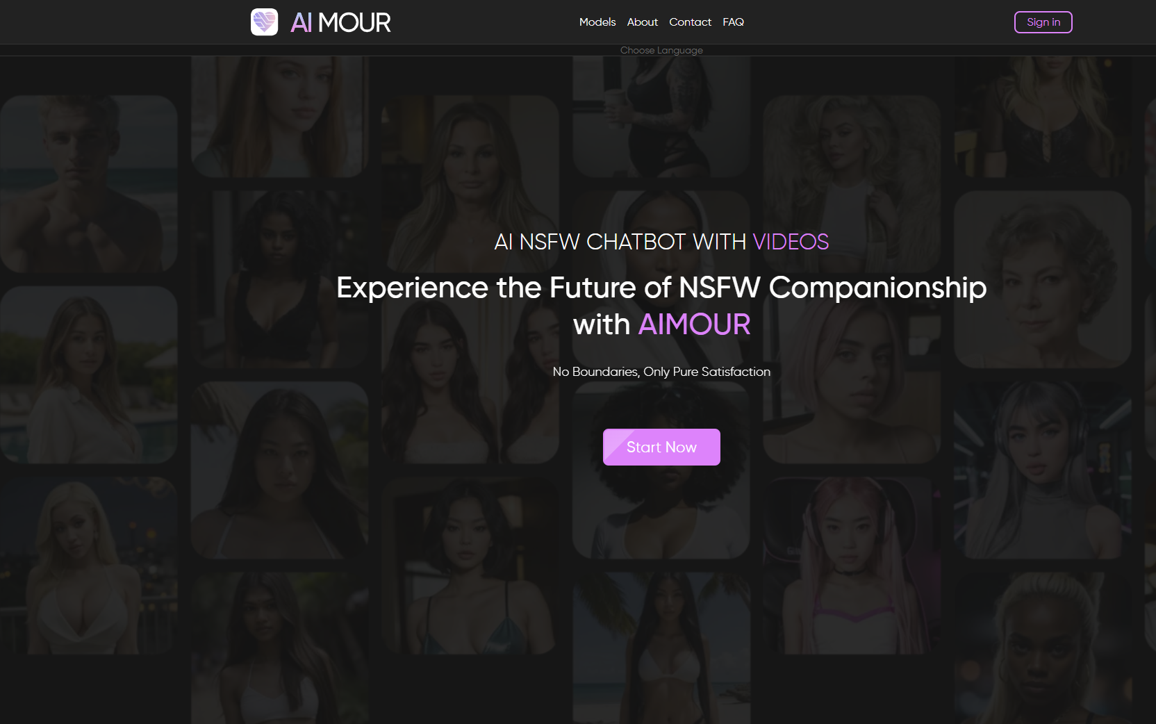 AImour homepage & landing experience