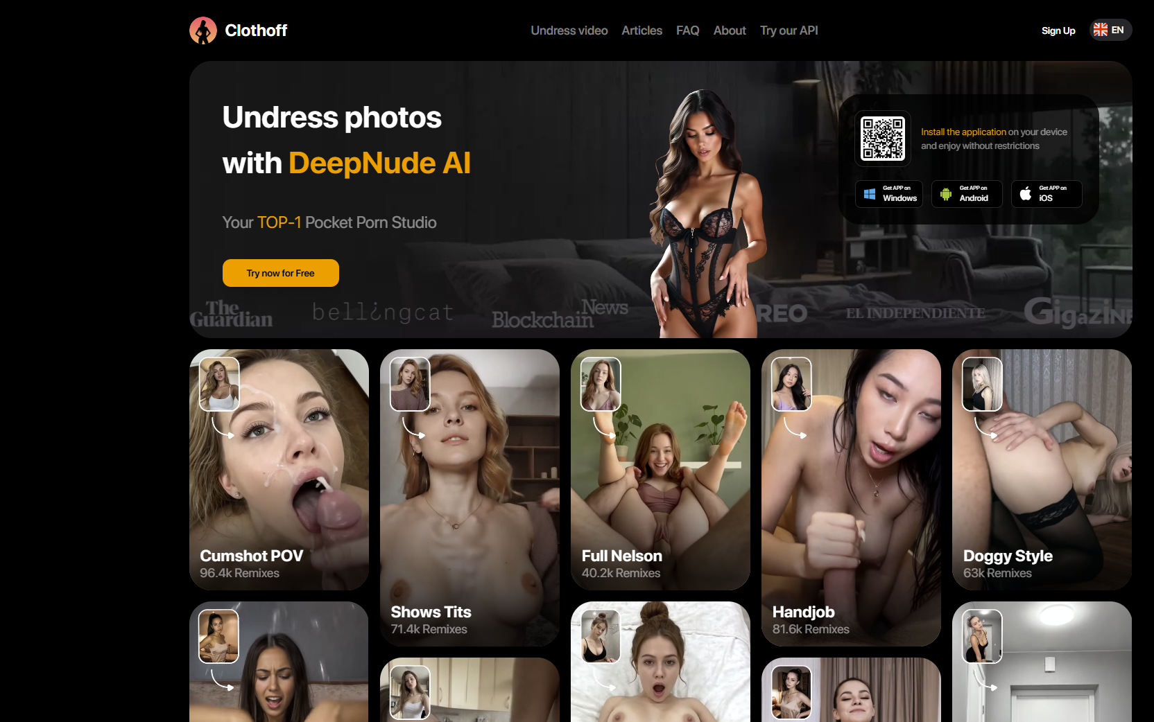 Cloth Off AI homepage & landing experience