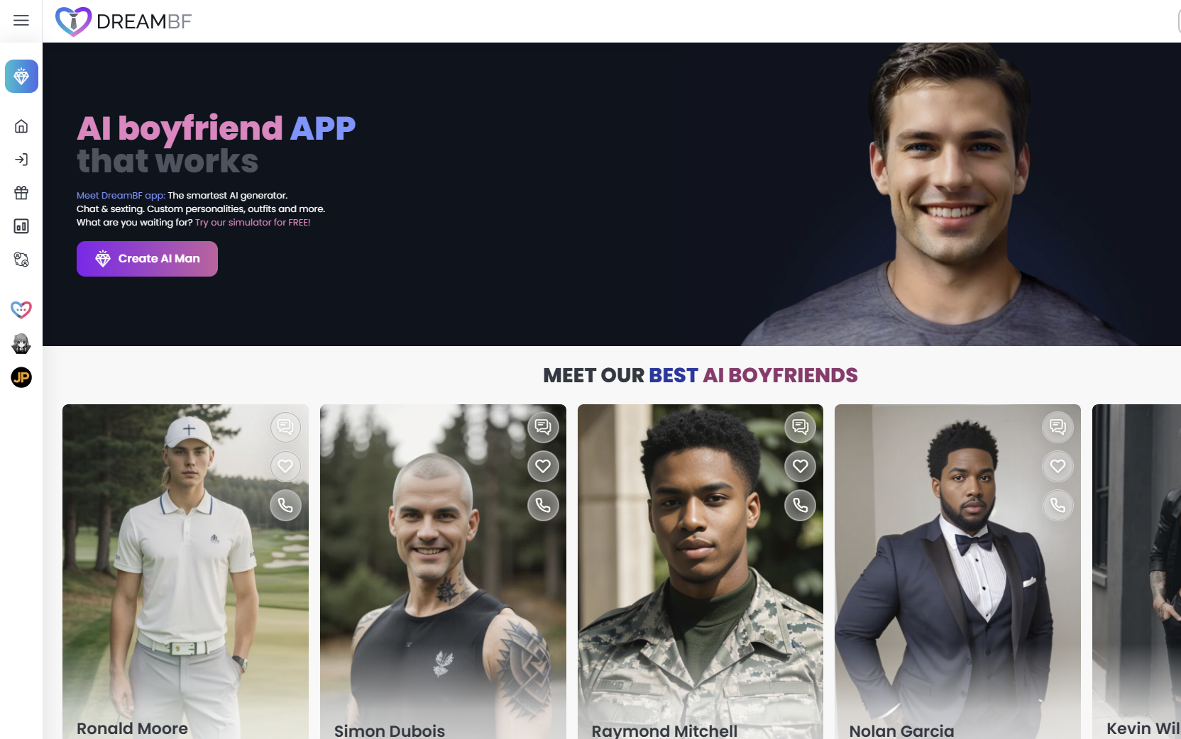 Dream BF homepage & landing experience