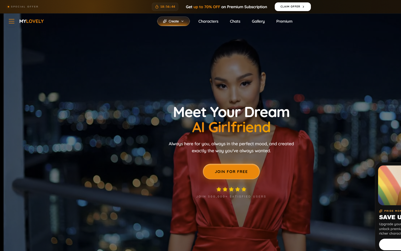 MyLovely AI homepage & landing experience
