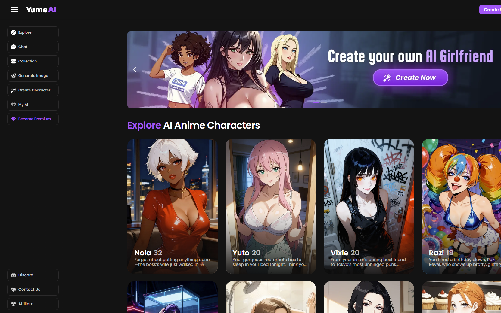 Yume AI homepage & landing experience